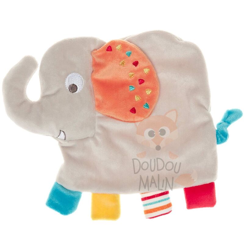   baby comforter elephant grey orange blue red yellow 